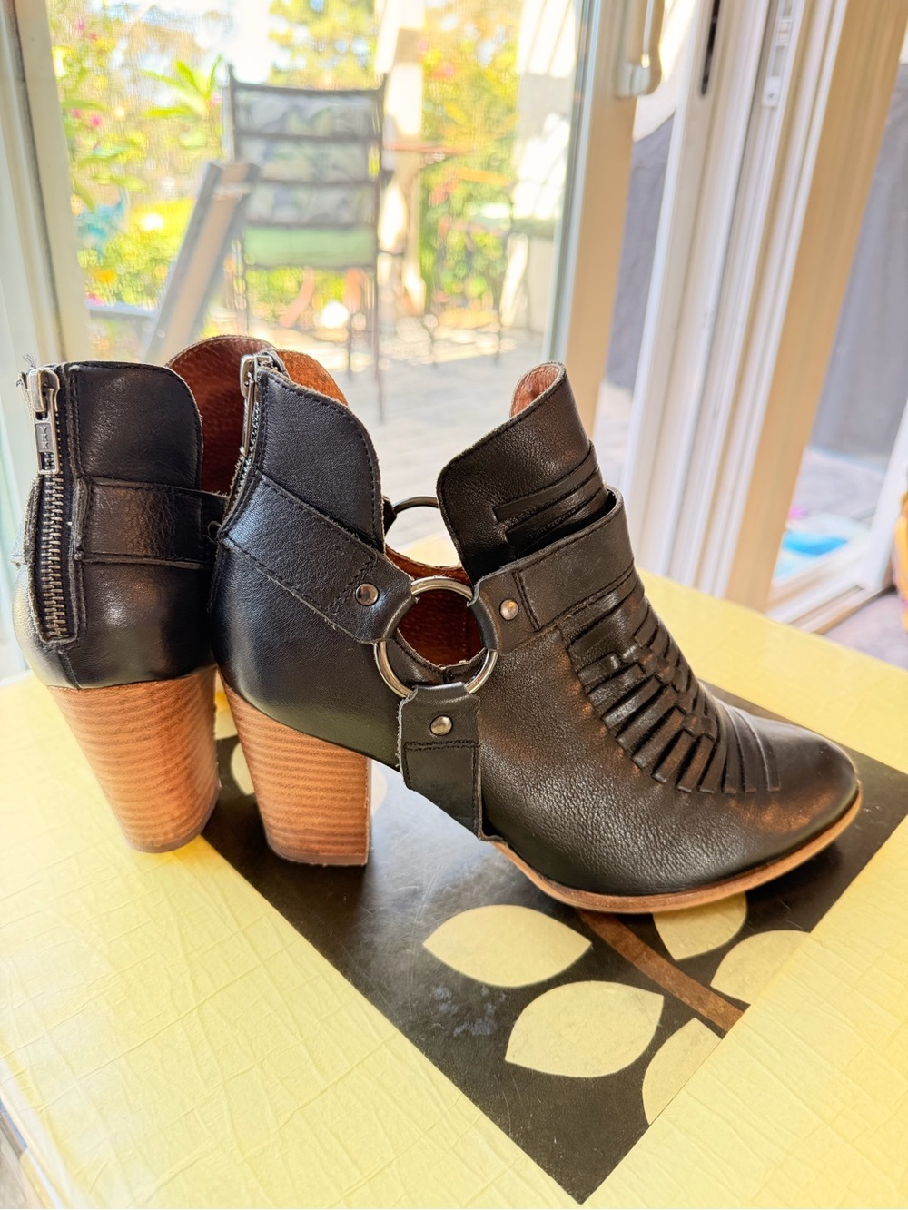 Women’s Black Leather Cutout Ankle Boots